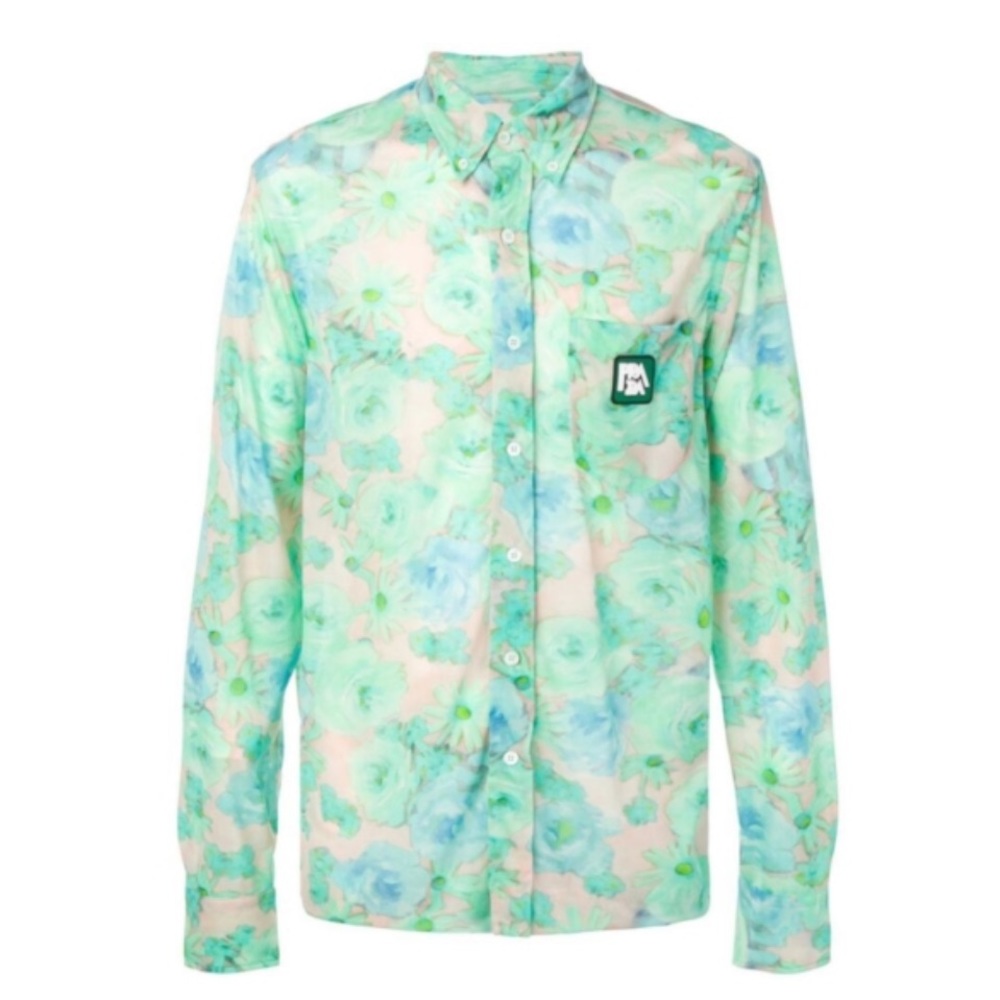PRADA Light Blue Floral Print Shirt